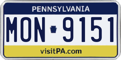 PA license plate MON9151