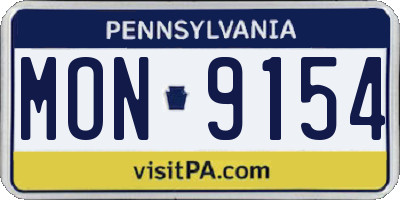 PA license plate MON9154