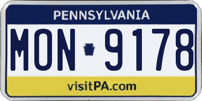 PA license plate MON9178