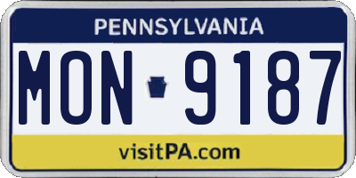 PA license plate MON9187