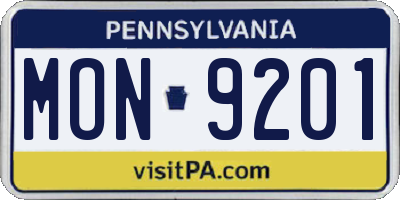 PA license plate MON9201