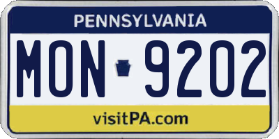 PA license plate MON9202