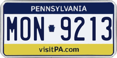 PA license plate MON9213