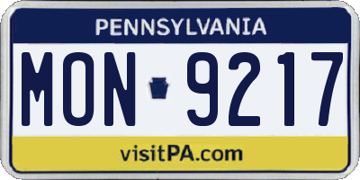 PA license plate MON9217