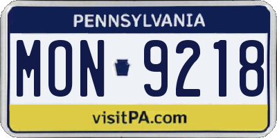 PA license plate MON9218