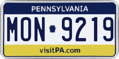 PA license plate MON9219
