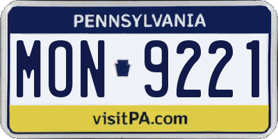 PA license plate MON9221