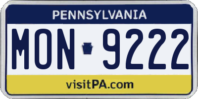 PA license plate MON9222