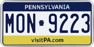 PA license plate MON9223