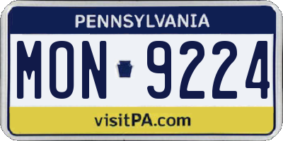 PA license plate MON9224