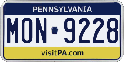 PA license plate MON9228