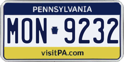 PA license plate MON9232
