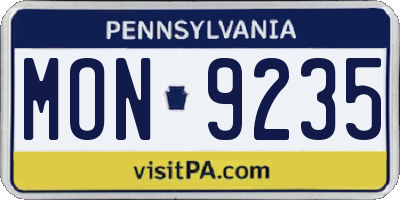 PA license plate MON9235