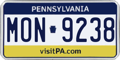 PA license plate MON9238