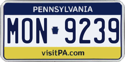 PA license plate MON9239