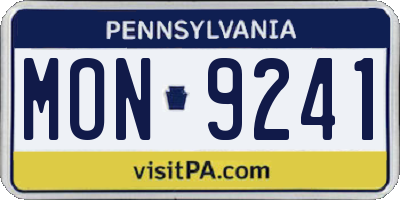 PA license plate MON9241