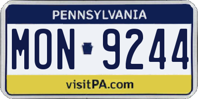 PA license plate MON9244