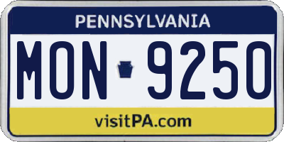 PA license plate MON9250
