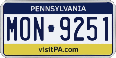 PA license plate MON9251