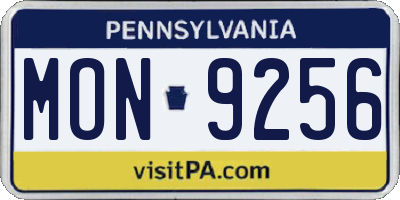 PA license plate MON9256