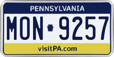 PA license plate MON9257
