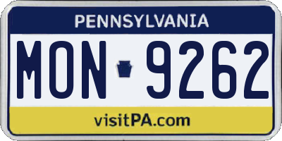 PA license plate MON9262