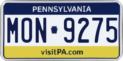 PA license plate MON9275