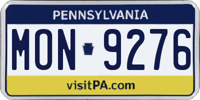 PA license plate MON9276