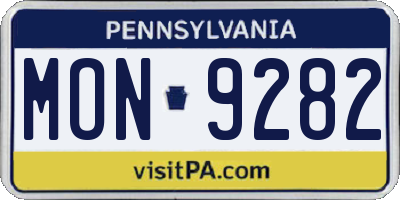 PA license plate MON9282