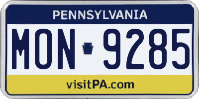 PA license plate MON9285