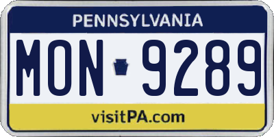 PA license plate MON9289