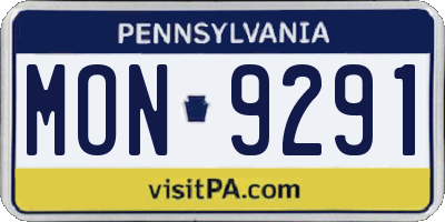PA license plate MON9291