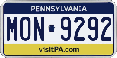 PA license plate MON9292