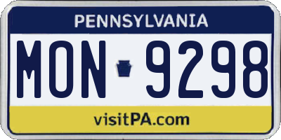 PA license plate MON9298