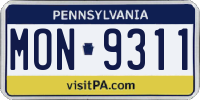 PA license plate MON9311