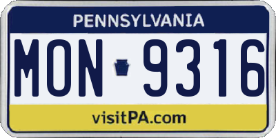 PA license plate MON9316