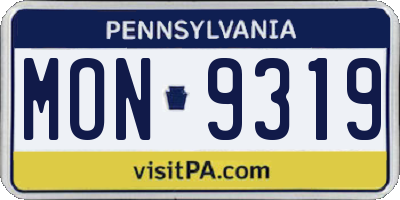PA license plate MON9319