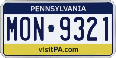 PA license plate MON9321