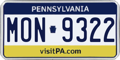 PA license plate MON9322