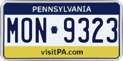 PA license plate MON9323