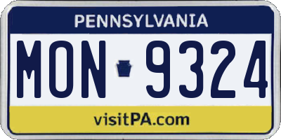 PA license plate MON9324