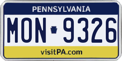 PA license plate MON9326