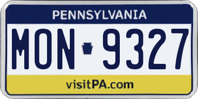 PA license plate MON9327