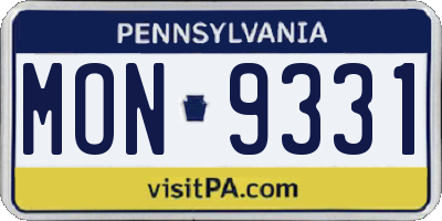 PA license plate MON9331