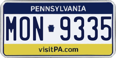 PA license plate MON9335