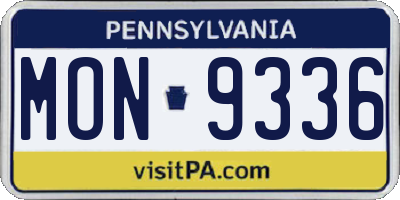 PA license plate MON9336