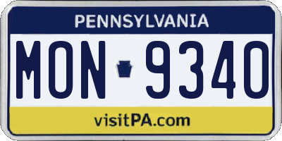 PA license plate MON9340