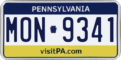 PA license plate MON9341