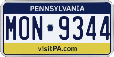 PA license plate MON9344