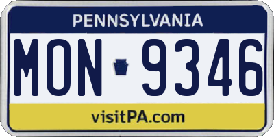 PA license plate MON9346